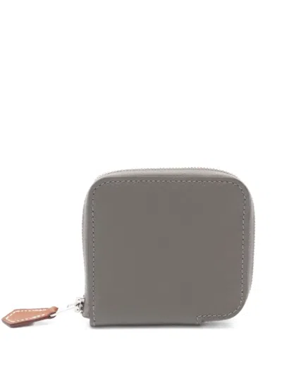 Pre-owned Hermes 2024 Silk'in Change Wallet In Grey