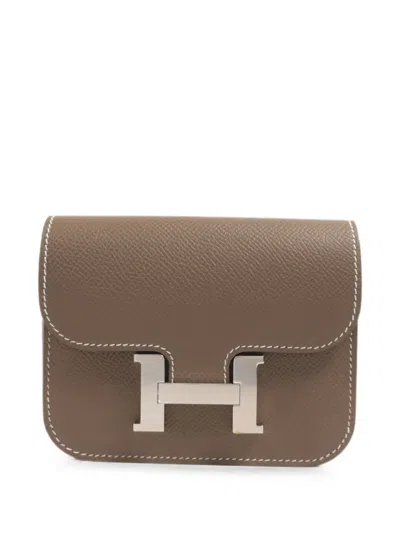 Pre-owned Hermes 2024 Slim Constance Wallet In Brown