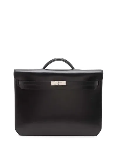 Pre-owned Hermes 2024 Tadelakt Kelly Depeches 36 Business Bag In Black