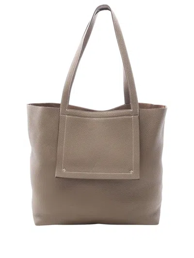 Pre-owned Hermes 2024 Taurillon Clemence Cabasellier 46 Tote Bag In Gray