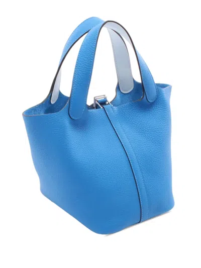 Pre-owned Hermes 2024 Taurillon Picotin Lock Pm Handbag In Blue