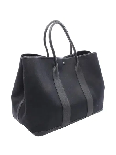 Pre-owned Hermes 2024 Toile And Negonda Garden Party 36 Tote Bag In Black