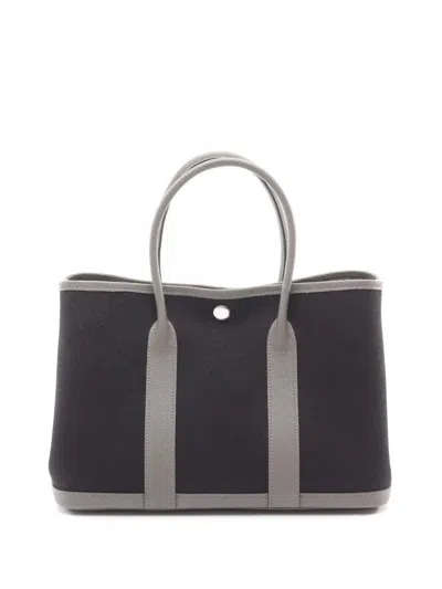 Pre-owned Hermes 2024 Toile And Negonda Garden Party Tpm Tote Bag In Black