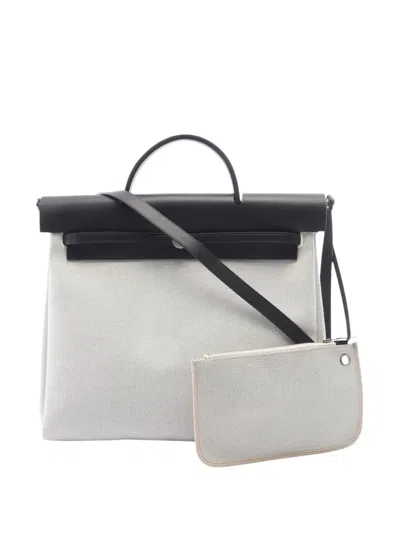 Pre-owned Hermes 2024 Toile Herbag 39 Satchel In Neutrals