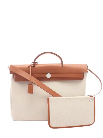 Pre-owned Hermes 2024 Toile Herbag Zip 39 Satchel In Neutrals