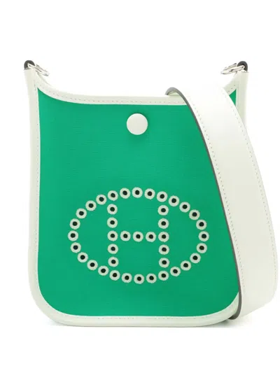 Pre-owned Hermes 2024 Toile Officier And Swift Neo Evelyne 16 Crossbody Bag In Green