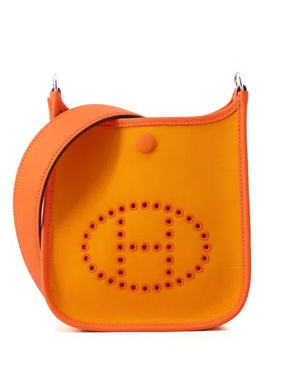 Pre-owned Hermes 2024 Toile Officier And Swift Neo Evelyne 16 Shoulder Bag In Orange