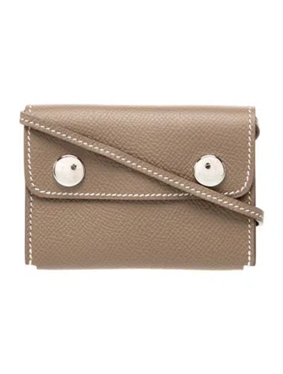 Pre-owned Hermes 2024 Trifold Wallet In Gray