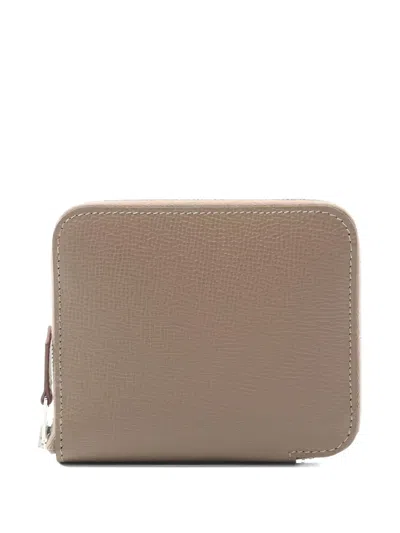 Pre-owned Hermes 2024 Zip-fastening Leather Wallet In Neutral