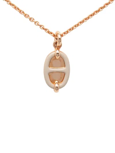 Pre-owned Hermes 2024-2025 Mini Rose Gold Plated Maillon Pendant Necklace Costume Necklace