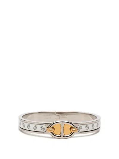 Pre-owned Hermes 2024-2026 Enamel Mini Clic Chaine D Ancre Maillon Bracelet Tgm Costume Bracelet In Silver