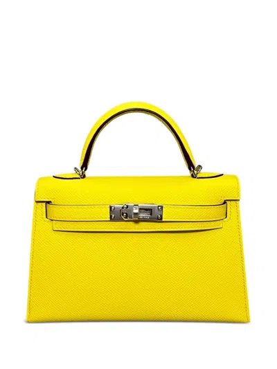 Pre-owned Hermes 2025 20 Kelly Sellier Tote Bag In Yellow