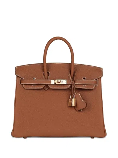 Pre-owned Hermes 2025 25 Birkin Leather Tote Bag In Brown