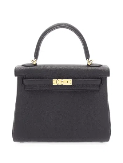 Pre-owned Hermes 2025 25 Kelly Togo-leather Tote Bag In Black