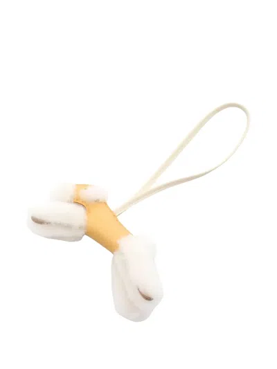 Pre-owned Hermes 2025 Aagneau Mouton Bag Charm In Neutral