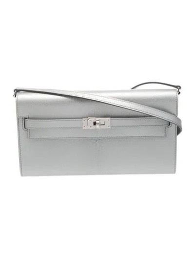 Pre-owned Hermes 2025 Argent Chevre Chamkilight Kelly To Go Wallet W/ Tags In Silver