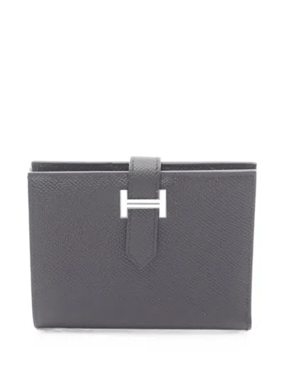 Pre-owned Hermes 2025 Bearn Compact Wallet In Black