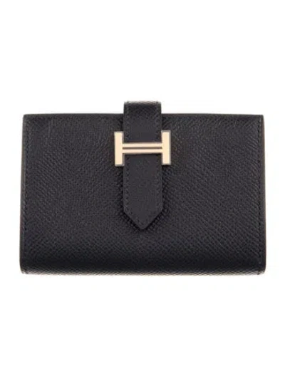 Pre-owned Hermes 2025 Bearn Mini Wallet In Black