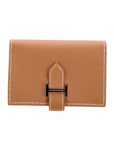 Pre-owned Hermes 2025 Bearn Mini Wallet In Brown