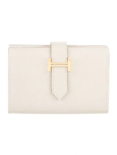 Pre-owned Hermes 2025 Bearn Mini Wallet In Neutral