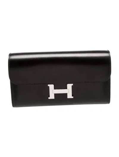 Pre-owned Hermes 2025 Box Constance To Go Wallet In Black