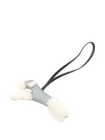 Pre-owned Hermes 2025 Buddy Leather Bag Charm In Gray