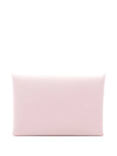 Pre-owned Hermes 2025 Calvi Coin Purse In Pink