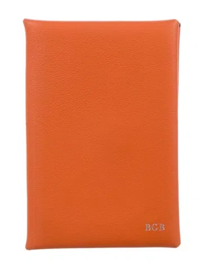 Pre-owned Hermes 2025 Calvi Verso Card Holder In Orange
