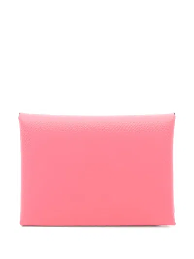 Pre-owned Hermes 2025 Calviduo Hardware Coin Purse In Pink