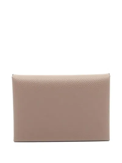 Pre-owned Hermes 2025 Calviduo Wallet In Neutral