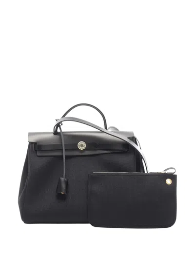 Pre-owned Hermes 2025 Canvas Herbag Zip Pm Satchel In Black