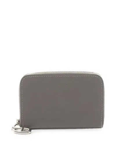 Pre-owned Hermes 2025 Chaîne D'ancre Zip-around Coin Purse In Gray