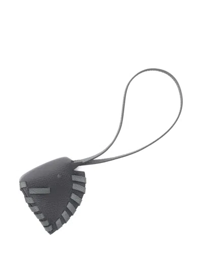 Pre-owned Hermes 2025 Cheval Tresse Epsom-leather Bag Charm In Black
