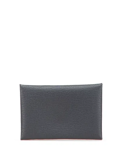 Pre-owned Hermes 2025 Chevre Mysore Calvi Duo Compact Verso Card Holder In Gray