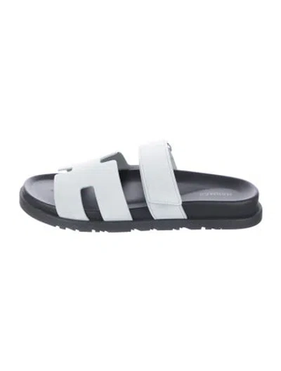 Pre-owned Hermes 2025 Chypre Slides In Blue