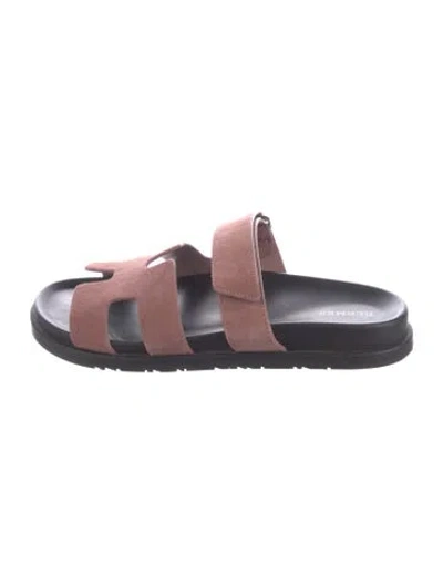 Pre-owned Hermes 2025 Chypre Slides In Multi