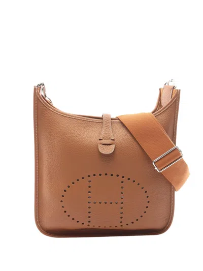 Pre-owned Hermes 2025 Clemence Evelyne Iii Pm Crossbody Bag In Brown
