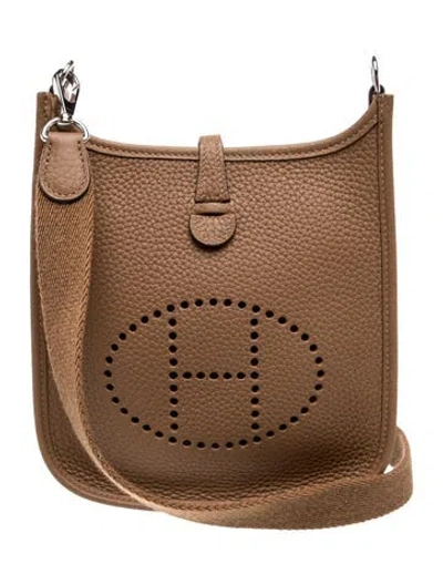 Pre-owned Hermes 2025 Clemence Evelyne Tpm 16 In Brown