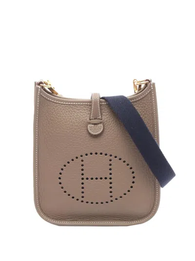 Pre-owned Hermes 2025 Clemence Evelyne Tpm Crossbody Bag In Brown