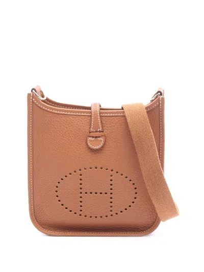 Pre-owned Hermes 2025 Clemence Evelyne Tpm Crossbody Bag In Brown