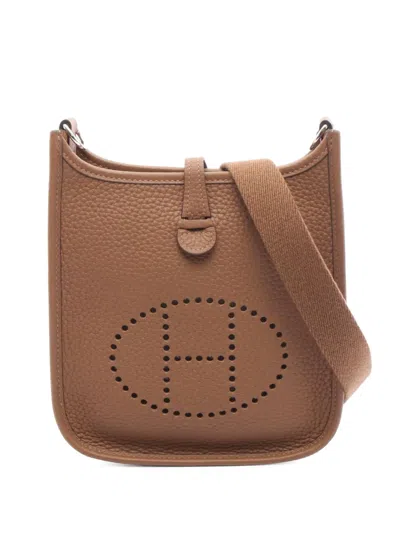 Pre-owned Hermes 2025 Clemence Evelyne Tpm Crossbody Bag In Brown