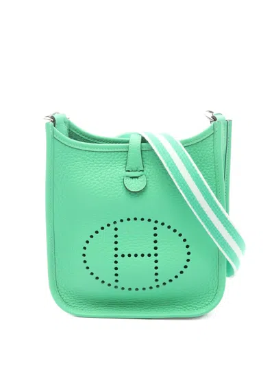 Pre-owned Hermes 2025 Clemence Evelyne Tpm Crossbody Bag In Green