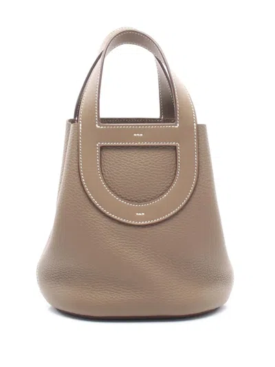 Pre-owned Hermes 2025 Clemence In The Loop 18 Handbag In Gray