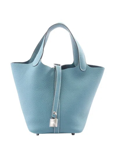 Pre-owned Hermes 2025 Clemence Picotin 18 Handbag In Blue