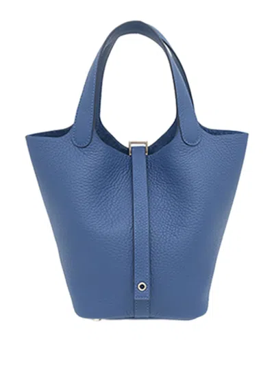 Pre-owned Hermes 2025 Clemence Picotin Lock 18 Handbag In Blue