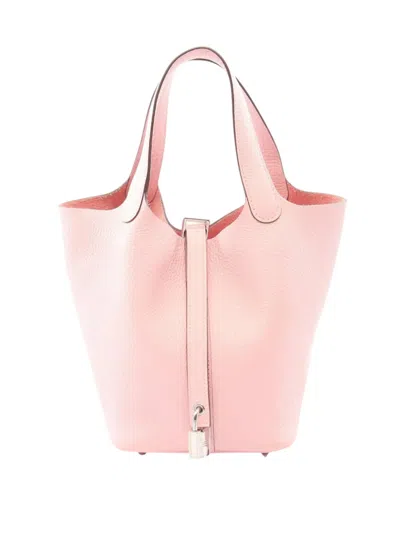 Pre-owned Hermes 2025 Clemence Picotin Lock 18 Handbag In Pink