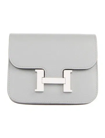 Pre-owned Hermes 2025 Constance Compact Wallet In Grey