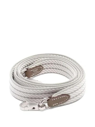 Pre-owned Hermes 2025 Cordage Gripar Shoulder Strap In White