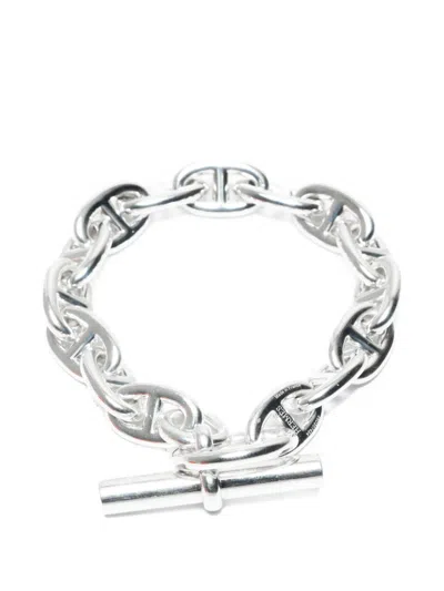 Pre-owned Hermes 2025 D'ancre Chain Bracelet In Silver