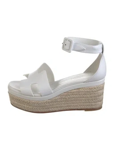 Pre-owned Hermes 2025 Elda Espadrilles In White